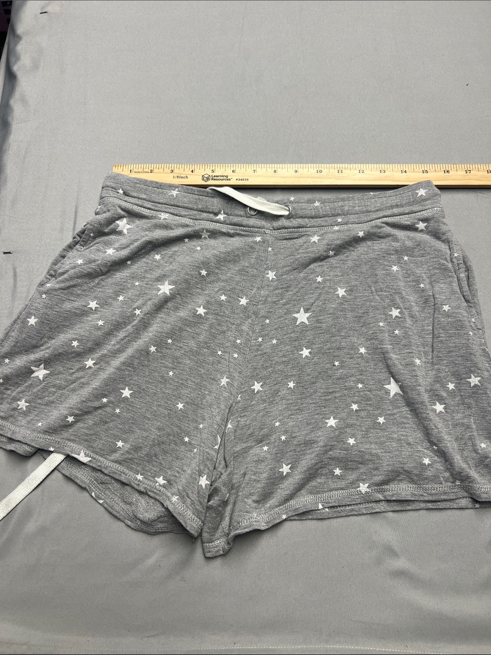 Gray Star Print Athletic Shorts with Drawstring